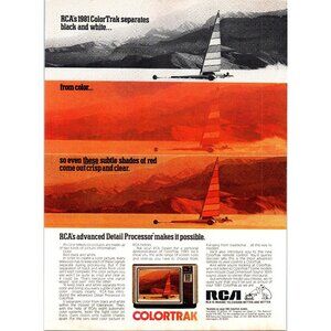 1981 RCA Colortrak Television TV Salt Flats Vintage Print Ad Man Cave Wall Art
